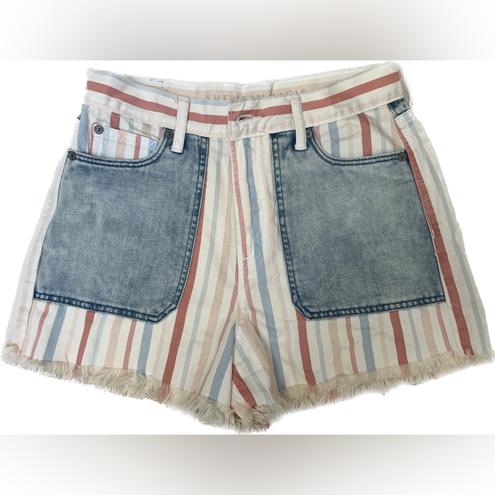 New never worn, fun pastel striped jean shorts (US 4)